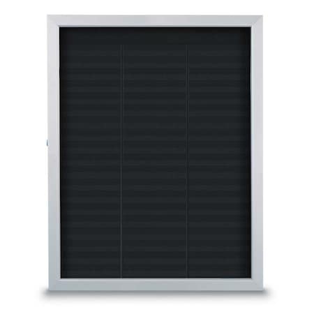 United Visual Products Corkboard, Fabric, Blk/Buff, 2 Door, 48x48" UV3055-BLACK-BUFF
